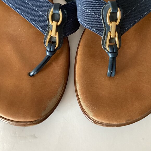 Italian Shoemakers Women's Flip Flops Sandals Size 7.5 Made in Italy Brown Blue - Picture 2 of 7